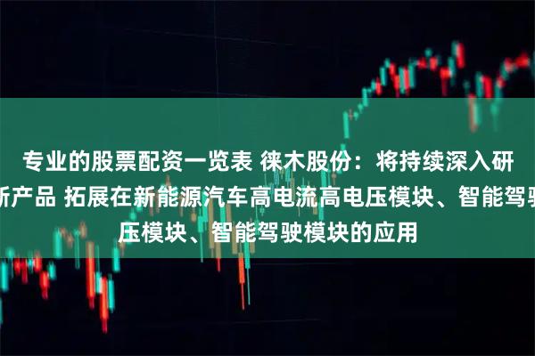 专业的股票配资一览表 徕木股份：将持续深入研发新技术和新产品 拓展在新能源汽车高电流高电压模块、智能驾驶模块的应用
