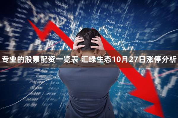 专业的股票配资一览表 汇绿生态10月27日涨停分析